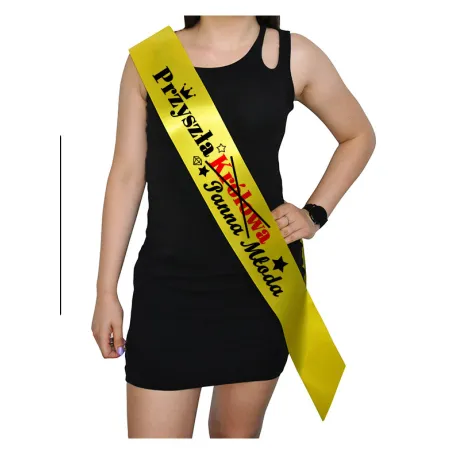 Szarfa ŻÓŁTA Wieczór Panieński Przyszła Panna Młoda